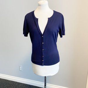 White House Black Market Short Sleeve Snap-Front Cardigan